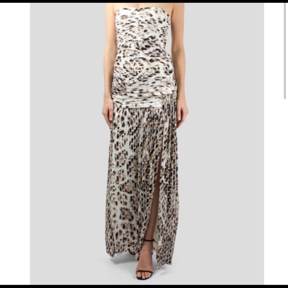 Halston Heritage Animal Print Ruched Gown Size 4